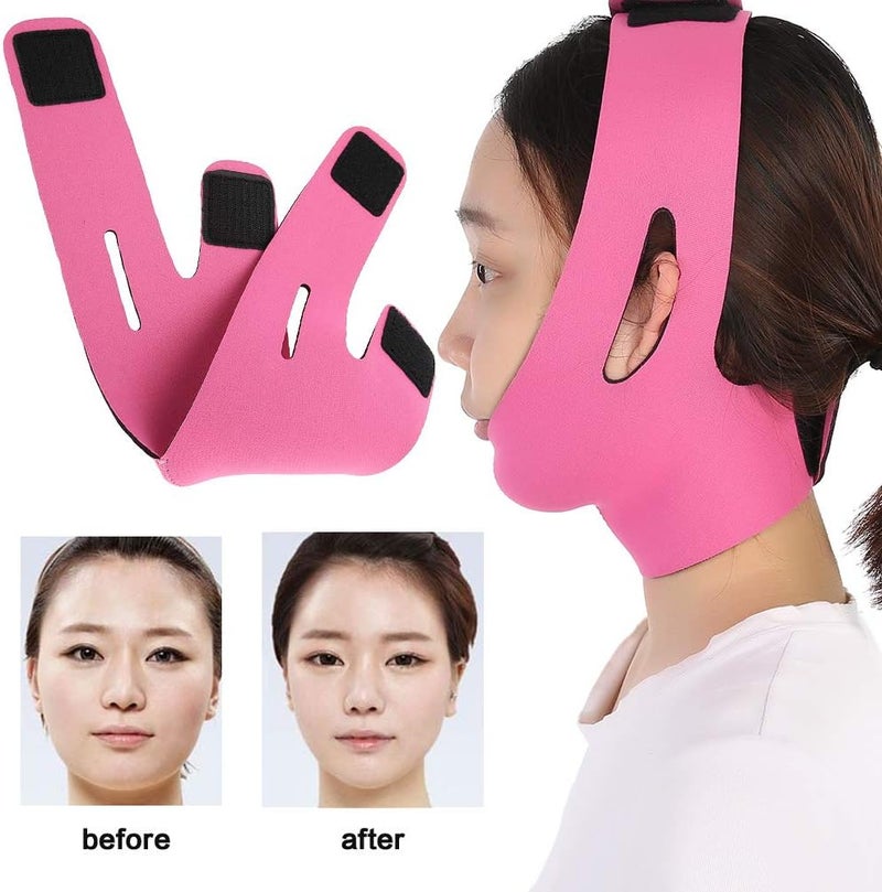 woobles Reusable V Line Face Lift Belt, Facial Double Chin Lifting Belt, V Shaped Face Lifting Belt, Slimming Bandages for Anti Aging Anti Wrinkle Firming Skin(Rose Red) - Image 4